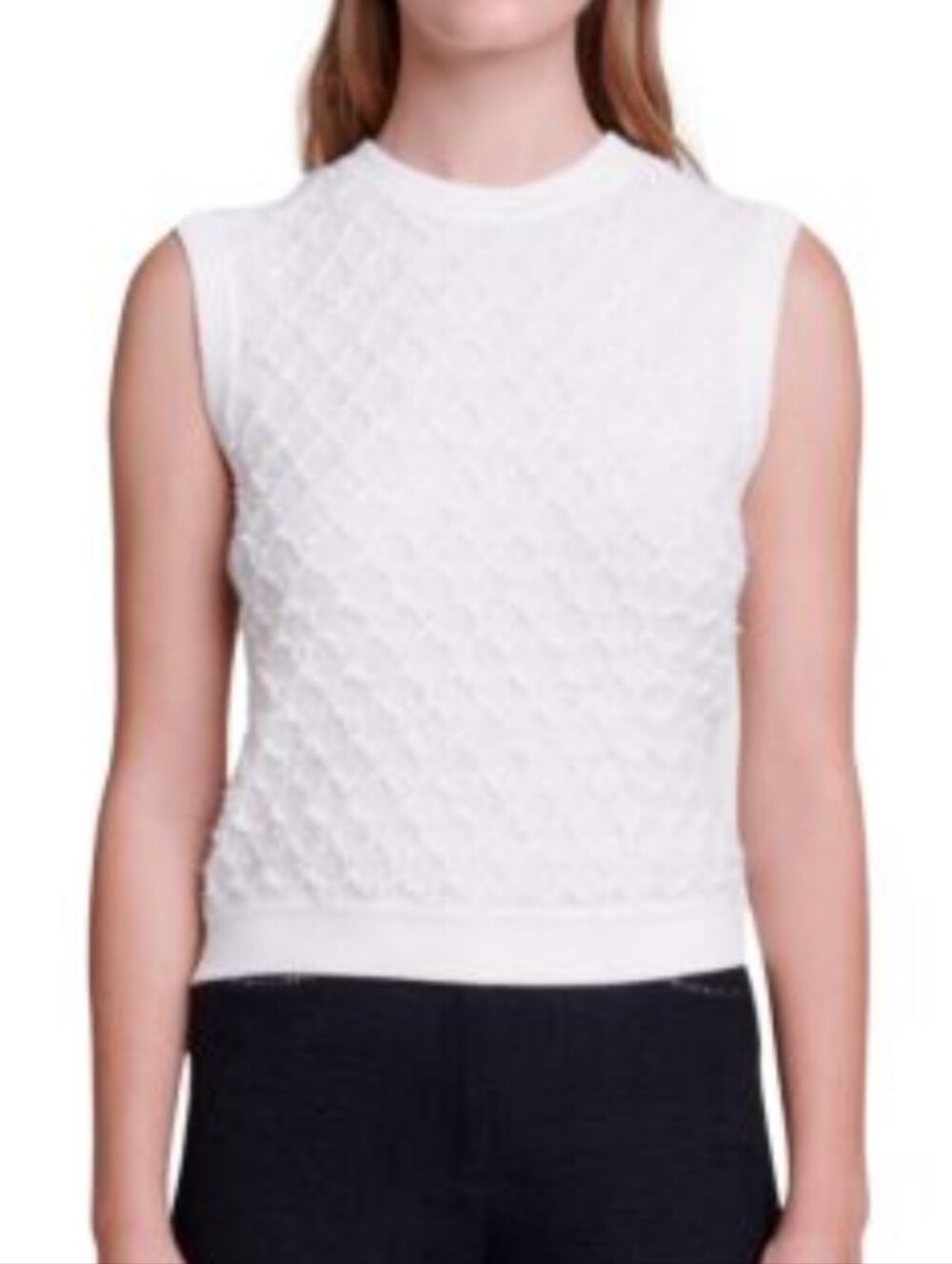 Maje Mirtala Textured Fuzzy Knit Sweater Vest